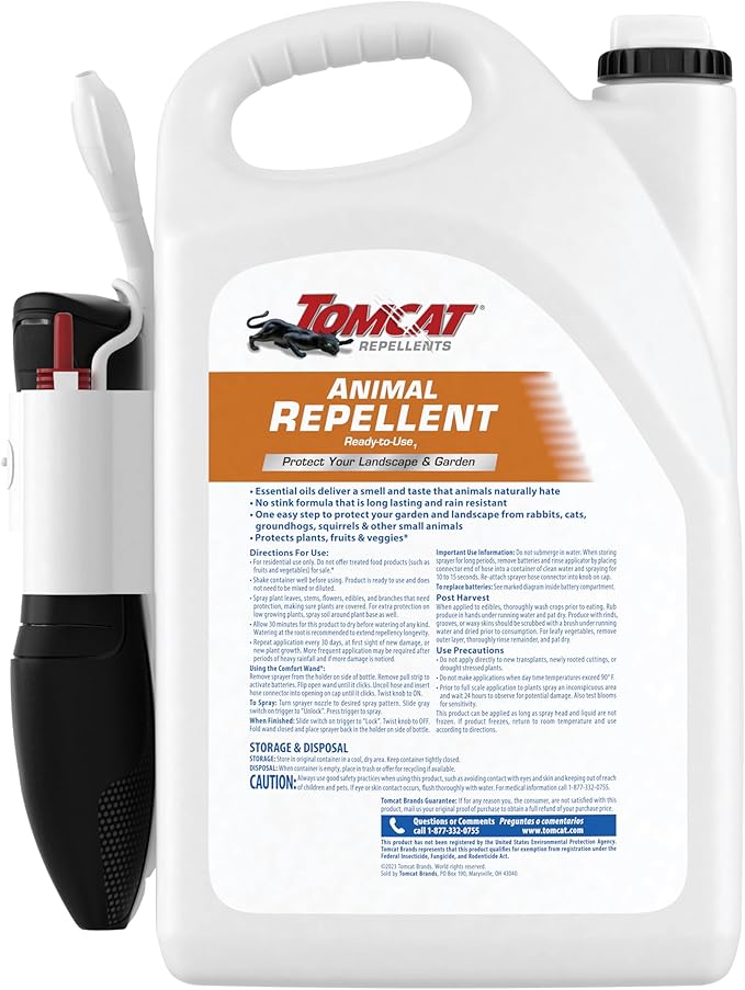 Tomcat Repellents Animal Repellent, Ready-to-Use, Protect Landscapes and Gardens, Contains Essential Oils, 1 Gal.