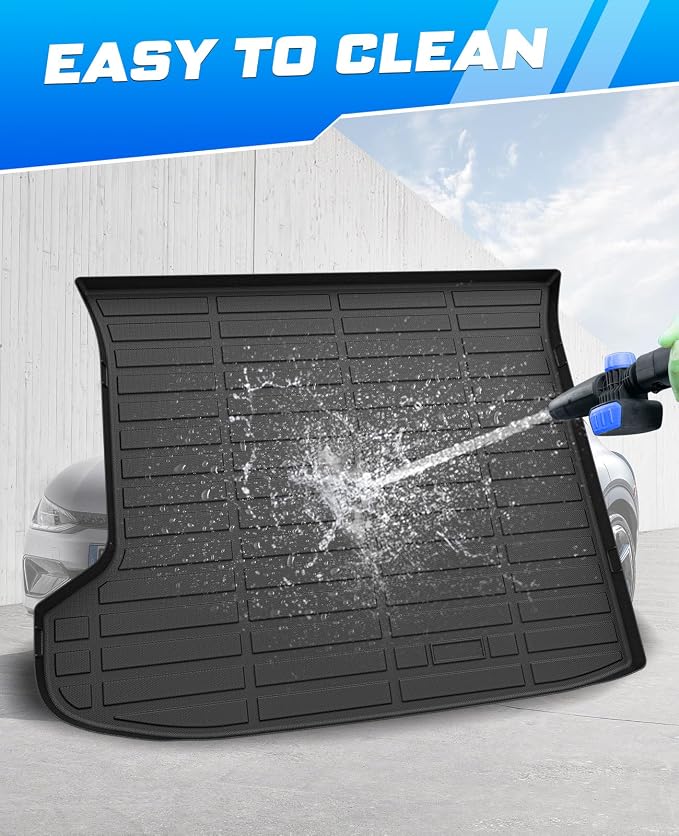 Sunsdrew Trunk Cargo Liner for 2022-2024 Kia EV6 Accessories, Rear Trunk Mat Cargo Mat All Weather Protection TPE Rubber Raised Edge