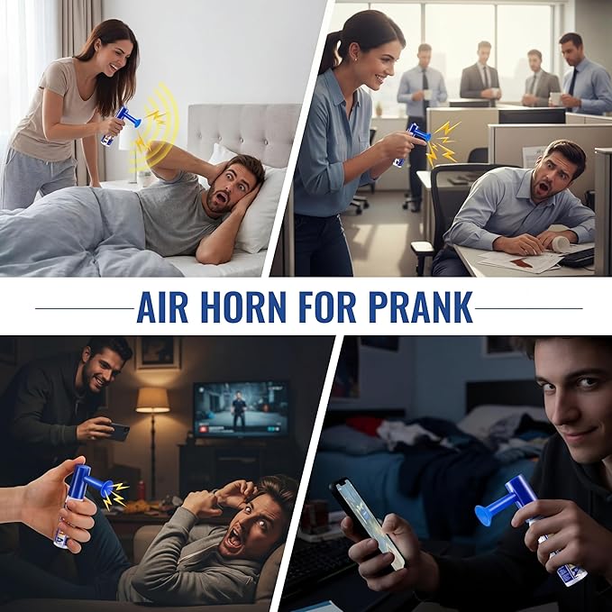 1 Pack Mini Air Horn for Personal Safety, 0.88 Oz Stadium Air Horn Prank, Portable Blow Noise Maker for Sporting Events, Football Games, Dogs, Party, Birthdays,Graduation Mini Noisemakers (Blue)