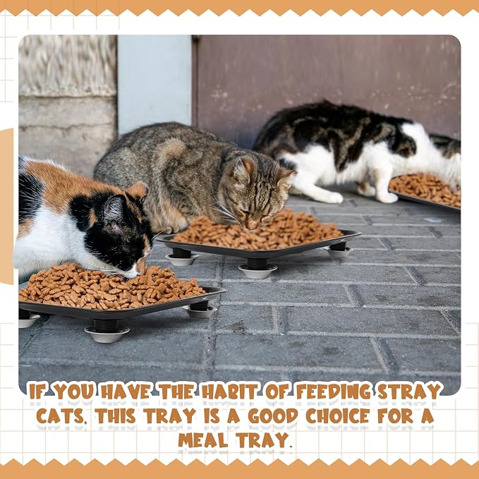 Marsui 17 in Anti-ant Cat and Dog Food Tray Set Include 1 Ant-Proof Tray and 4 Adjustable Height Stand 4 Water Cup for Crawling Pest Free Pet Outdoor Food Feeding Station Kitchen Sweets Anti-ant