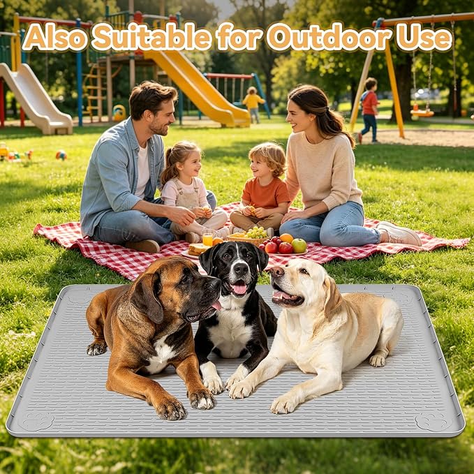 57" x40" Reusable Training Pads for Dogs Extra Large | Silicone Dogs Mats Non-Slip Dog Training Pads Dog Pee Pad for Potty Training Floor Protector (Light Grey)