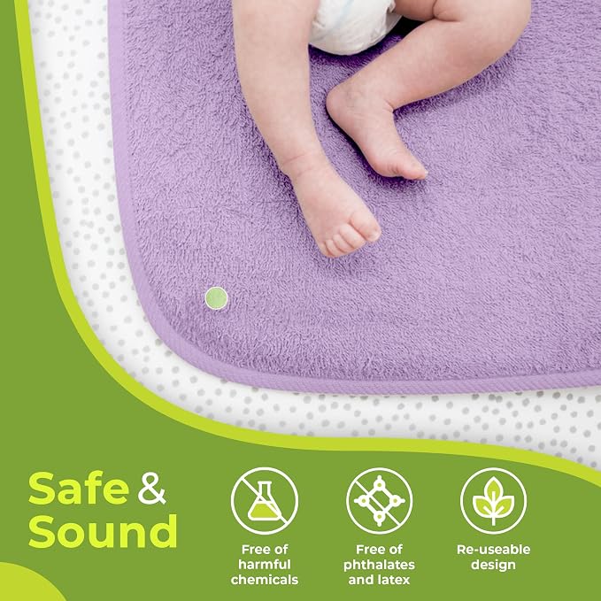 PeapodMats Bedwetting Waterproof Bed Mat, Reusable 3x3 Mauve | Washable reusable bed mat for bedwetting, incontinence, kids, adults, pets, and mattress protection.