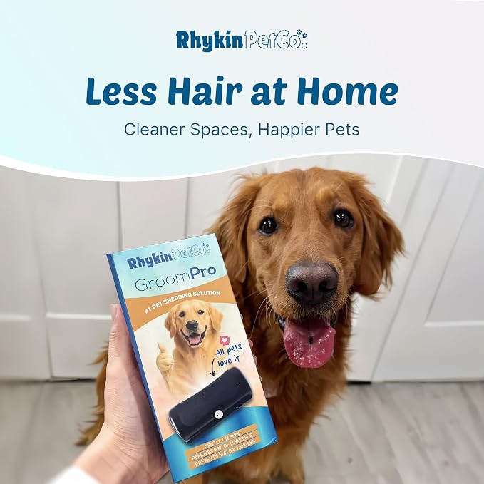 GroomPro Dog Deshedding Brush | Pet Hair Remover for All Coat Types | Dog Home Grooming Undercoat Tool - Reduce Pet Hair on Furniture, Clothing, and Floors