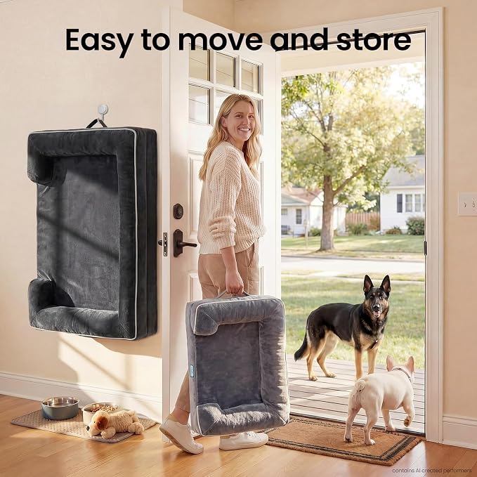 OhGeni Orthopedic Extra Large Dog Bed Couch, Memory Foam, 44-inch (Black) | Waterproof Pet Bed with Machine-Washable Removable Cover & Soft Comfortable Fabric