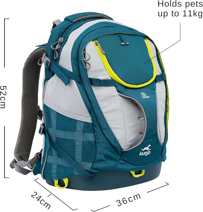 Kurgo G-Train Pet Carrier Backpack, Ink Blue | Cat & Dog Daypack for Outdoors & Travel, Waterproof Bottom, Ventilated Mesh Panels, Storage Pockets, For Pets up to 25Lbs