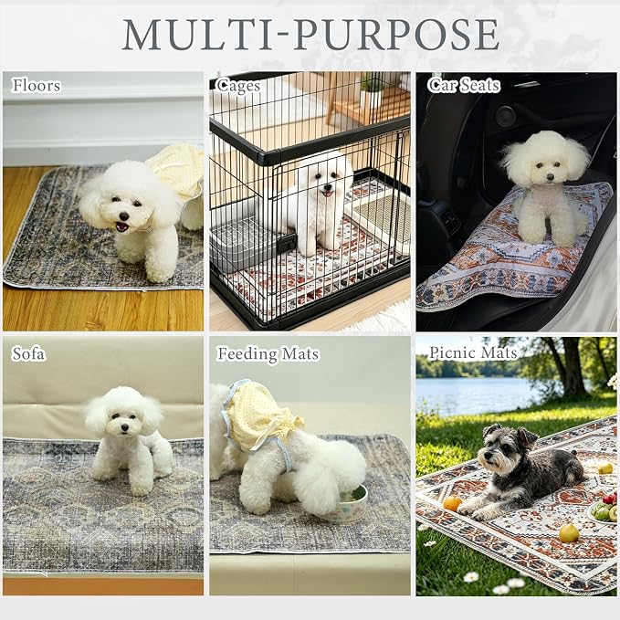 Homimp Washable Pee Pads for Dogs, 2 Pack Reusable Puppy Pads Waterproof,Absorbent and Leakproof Dog Pee Pads,Non Slip Puppy Training Pads, Pet Mat for Floor, Crate, Couch, Whelping, Grey 24"x36"
