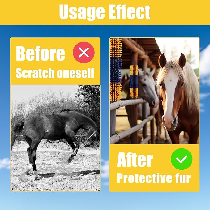 Livestock Scratch Brush, 4-Pack for Horse Grooming | Relief Self-Grooming Goat Scratcher Help Stay Comfortable on the Back of Livestock Cattle Scratch for Goat, Cow, Sheep