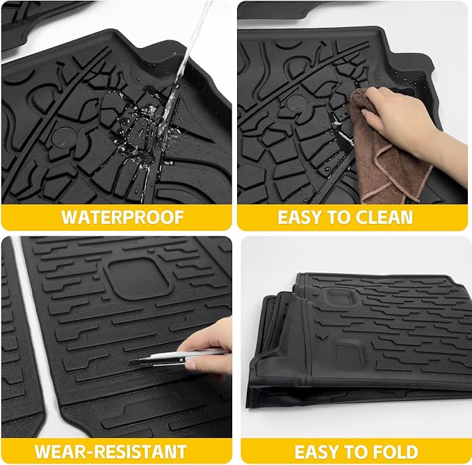 Cargo Mats for 2021-2024 2025 Jeep Wrangler JL 4XE Only,Floor Liners with Trunk Mat Backrest Mat All Weather TPE Protector Rear Floor Trunk Liners for 21-25 Wrangler JL 4XE 4 Door Accessories