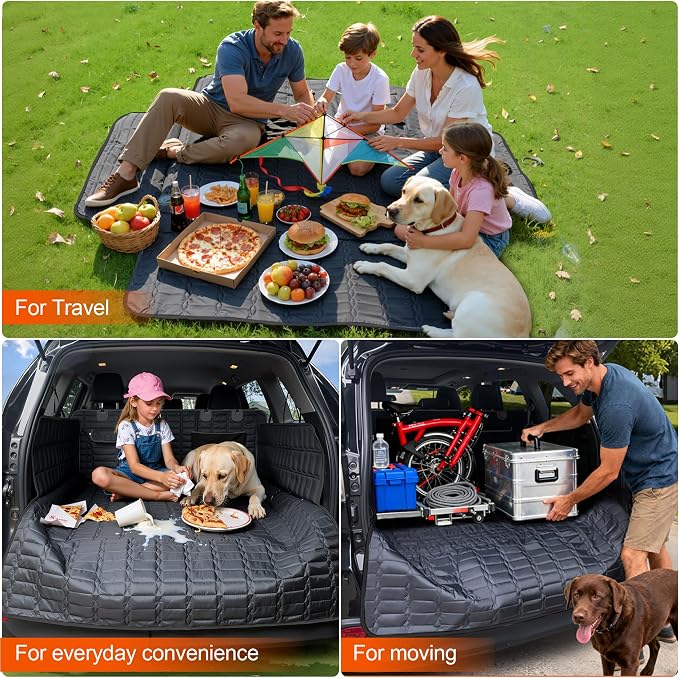 Reliadura SUV Cargo Liner for Dogs, Waterproof Pet Cargo Cover with Bumper Flap Protector, Scrachproof Non-Slip Dog Seat Mat for SUVs, Large Size Cargo Liner Universal Fit Black