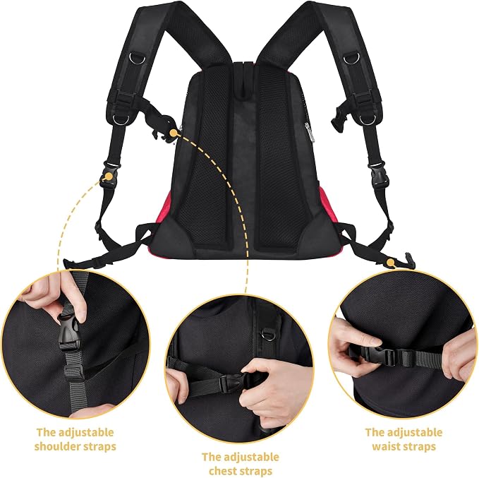 WOYYHO Pet Dog Carrier Backpack, Ventilated Mesh Small Dog Front Backpack | Breathable Puppy Back Pack, with Safety Belt, Storage Pockets, for Travel Hiking Cycling Outdoor Adventures, Rethink Pink, L
