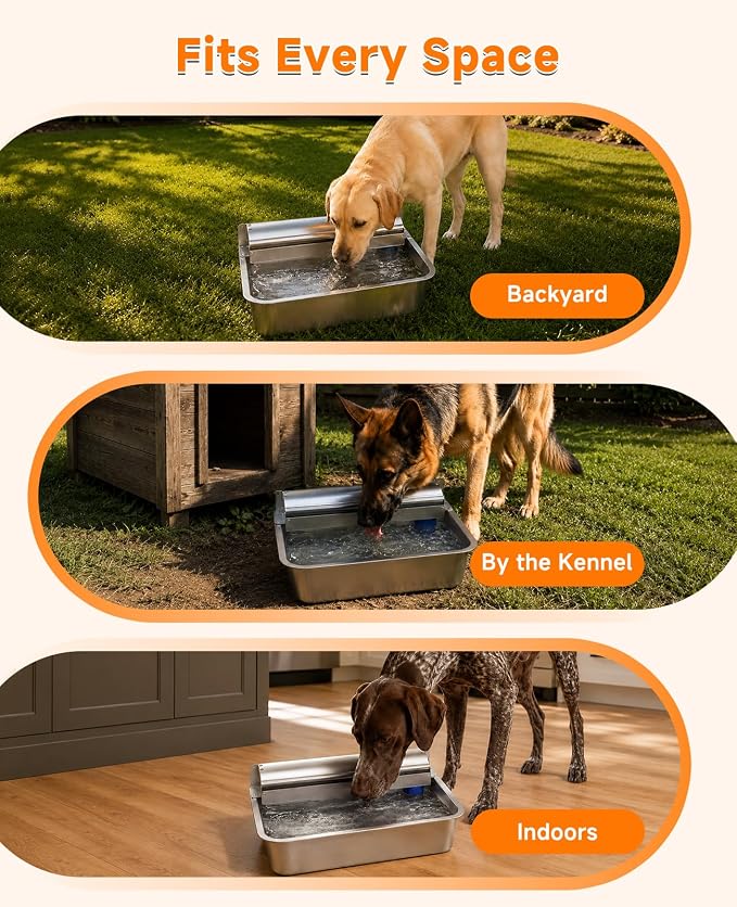 3 Gallon Automatic Dog Water Dispenser 304 Stainless Steel Auto-Fill | 3 Gallon auto water feeder, 304 stainless steel bowl with float valve for pets & poultry indoor outdoor use
