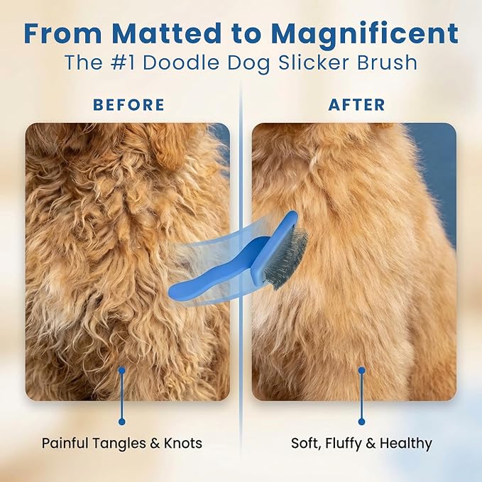 We Love Doodles Large Dog Face Grooming Comb & Large Slicker Brush Bundle