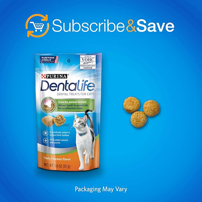 Purina DentaLife Made in USA Facilities Cat Dental Treats, Tasty Chicken Flavor - 13.5 oz. Canister