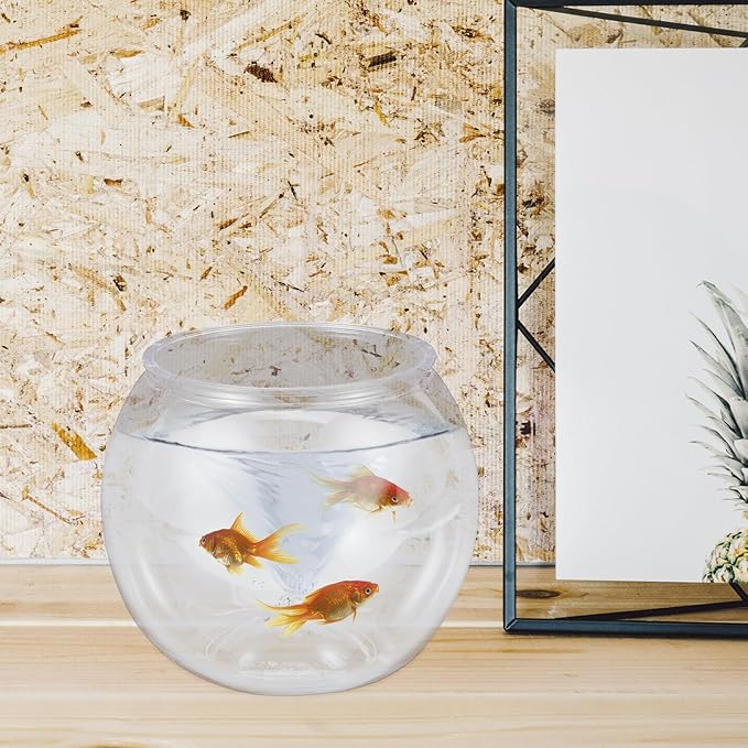 POPETPOP Unbreakable Transparent Fish Tank Globe 5.90X5.11X4.72 Inch Desktop Aquarium for Home Office Decor Unique Round Fish Bowl Flowerpot Alternative