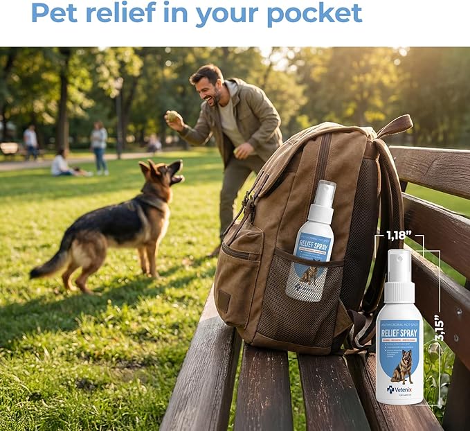 Hot Spot Spray for Dogs Healing Aid for Skin Sores, Irritations & Redness | Anti-Itch Relief to Stop Chewing & Licking | Safe, Non-Toxic HOCl Formula for All Animals | 3.38 fl oz