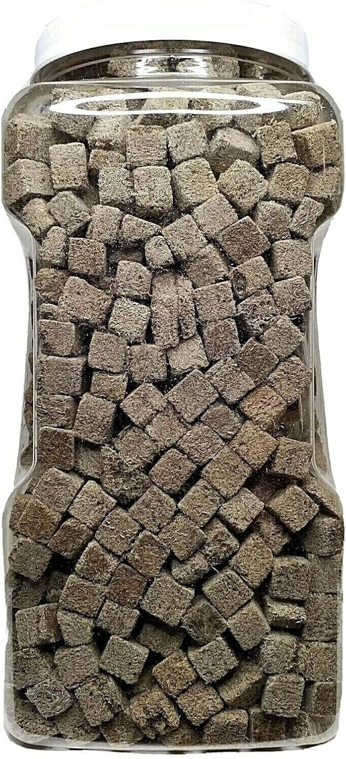 Aquatic Foods Inc. Tubifex Worms-Freeze Dried Floating Tubifex Worm Cubes for All Tropical Fish, Marine Fish, Discus, Cichlids, Koi & Pond Fish, Turtles…2oz Small Jar