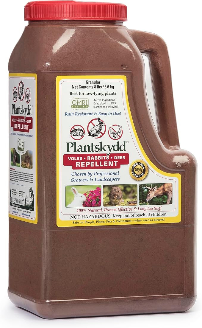 Plantskydd Animal Repellent - Repels Deer, Rabbits, Elk, Moose, Hares, Voles, Squirrels, Chipmunks and Other Herbivores; 8 LB Granular Shaker Jug (PS-VRD-8)