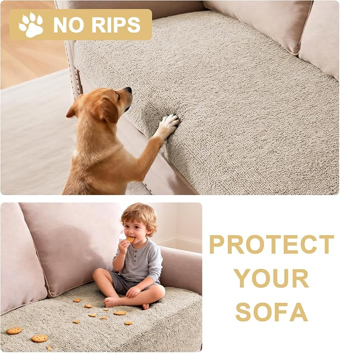 H.VERSAILTEX Non Slip Pet Couch Cover Chenille Dog Bed Protector Thick Soft Sofa Slipcover Pet Friendly Washable Couch Cushion Covers for Pets (40" x 50", Island Fossi)