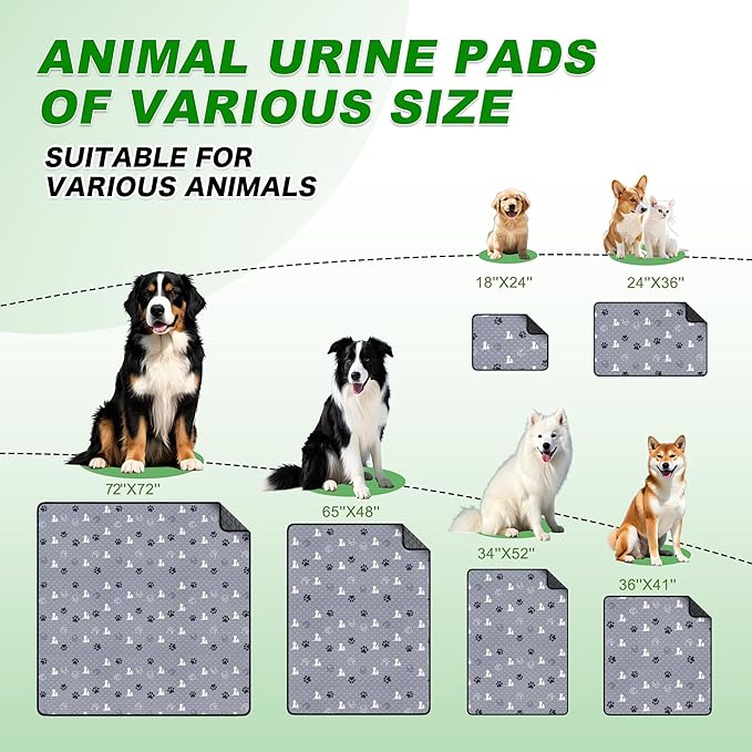 WanpeeGoo Washable Pee Pads, Puppy Pee Pad for Dogs, 2 Pack Absorbent Reusable Training Dog Pads Pet Puppy Pads, Non-Slip Potty Pads for Whelping, Playpen, Crate, Bed, Grey 24"x24"