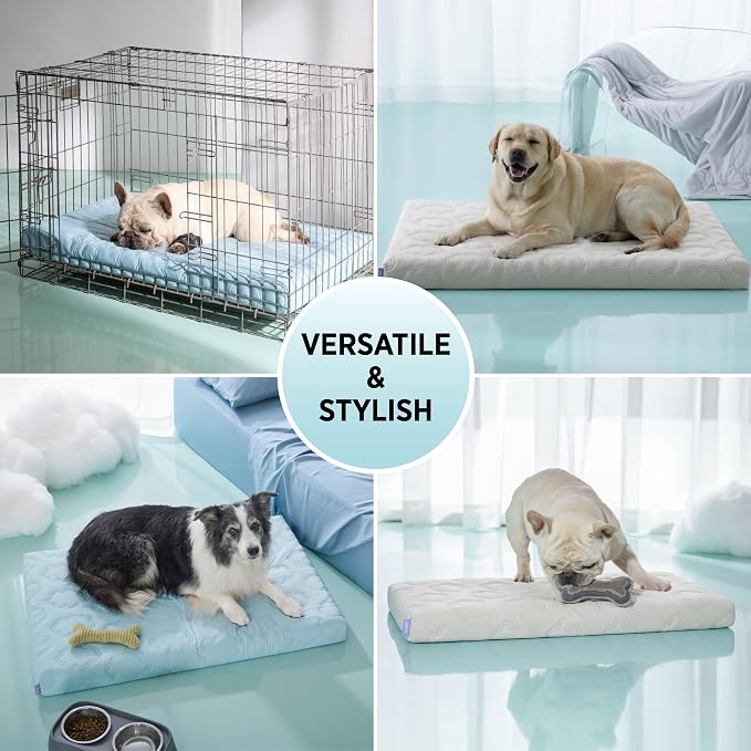 LE SURE ApexCloud™ Cooling Dog Bed for Large Dogs with Washable Cover,35IN | Q-Max>0.5 Cool-Touch Fabric, Orthopedic Egg Crate Foam,Breathable Non-Slip Summer Mat,For Active Senior Long-Haired Pets,Grey