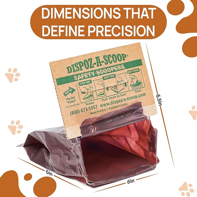 Dispoz-A-Scoop® 8 Pack"Scoop-Seal-Dispose” Dog Pooper Scooper with Bag Attachment, No-Touch Pooper Scoopers Solution, Portable Pooper Scooper for Dogs Large and Small, Dog Poop Scooper for Yard Walk