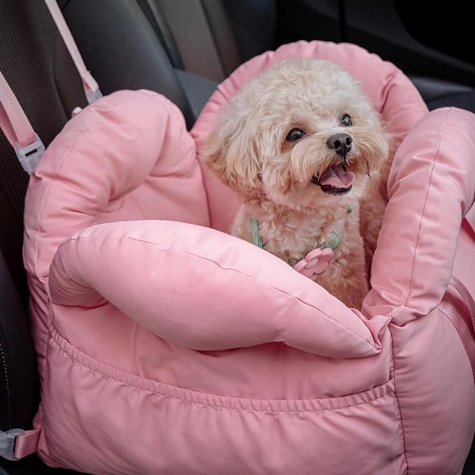 VETRESKA Dog Carrier Dog Car Seat for Small Dogs - Washable Cat Carrier Portable Puppy Bed for Car Seat of Easy Installation Pet Travel Carrier Bed with Storage Pocket & Safety Clip-On Leas | Portable Puppy Bed for Car Seat of Easy Installation Pet Tra...