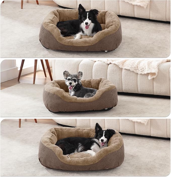 Small Dog Bed Washable Orthopedic Calming Warming Durable Pet Bed with Anti-Slip Bottom