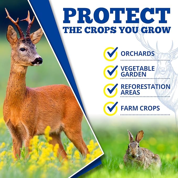 Deer Repellent 12 Pouches, Rabbit Repellent Outdoor for Plants, Natural Deer Deterrent Keep Deer and Rabbit Out of Garden Yard, Powerful Deer Repellent for Orchard Plants Trees Vegetables Flowers