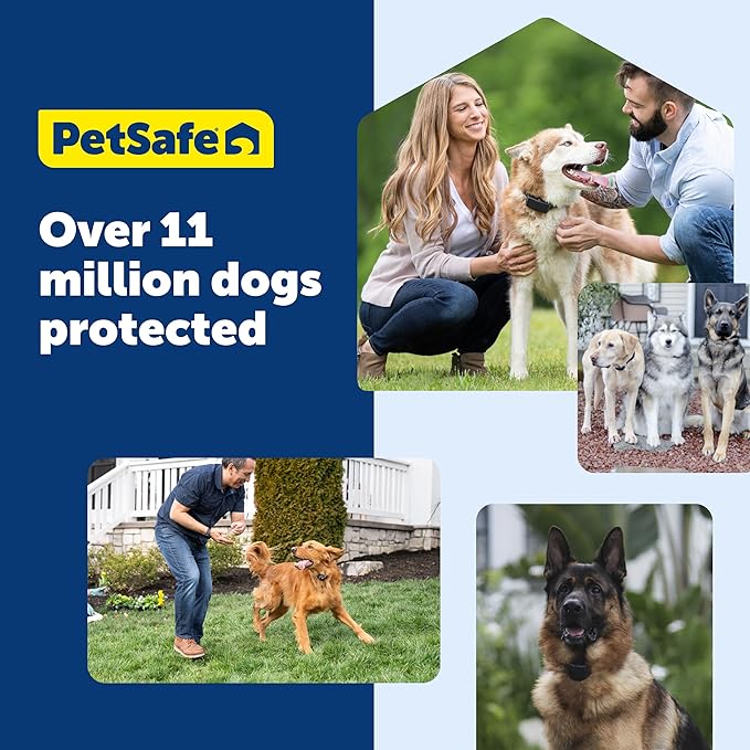 PetSafe Stay & Play Compact Wireless Fence, LCD Screen to Adjust the Circular Boundary, Secure up to 3/4 Acre Area, for Dogs 5lbs and up, Portable System with 50 Extra Flags