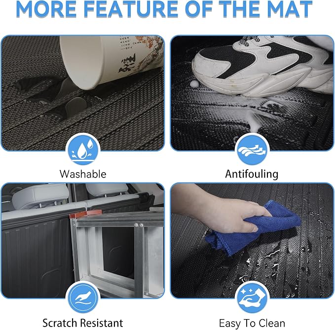 Cargo Mat & Backerst Mat Compatible with 2013-2020 Nissan Pathfinder/2013 Infiniti JX35/2014-2020 Infiniti QX60 - Cargo Liner Trunk Mat All Weather TPE Pathfinder 2020 Accessories
