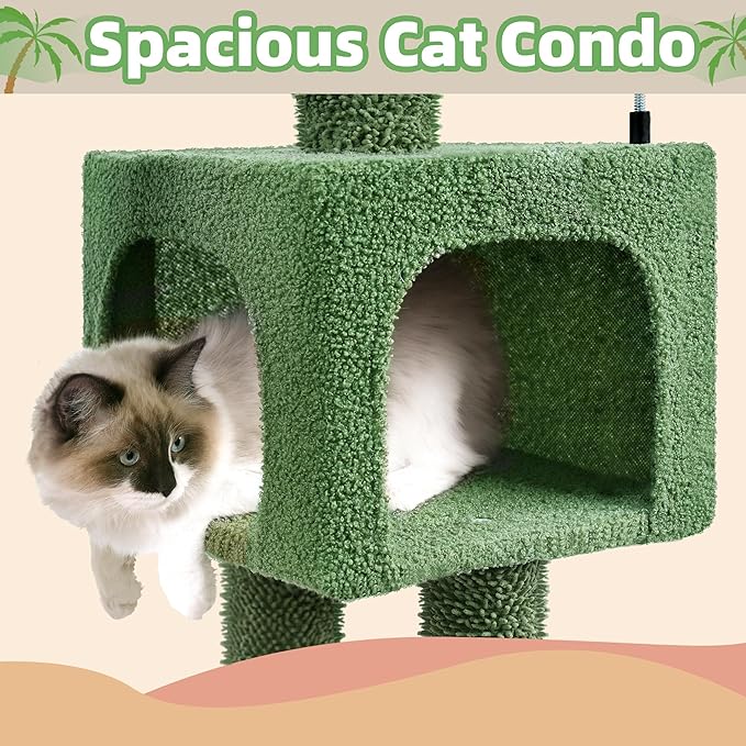 AIWIKIDE Cactus Cat Tree has Scratching Toy with a Ball Activity Centre Cat Tower Furniture Jute-Covered Scratching Posts, Green ā¦