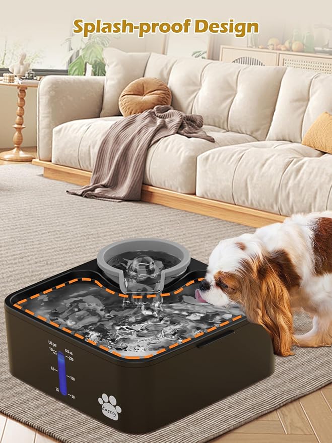 Kastty 2 Gallon Dog Water Fountain Ultra Large/Wide Pet Fountain BPA-Free Premium Dog Water Bowl Dispenser with 5 Filtration Safe Pump& LED Shortage Reminder, Large Dogs Cats& Multi-Pet Home FS55