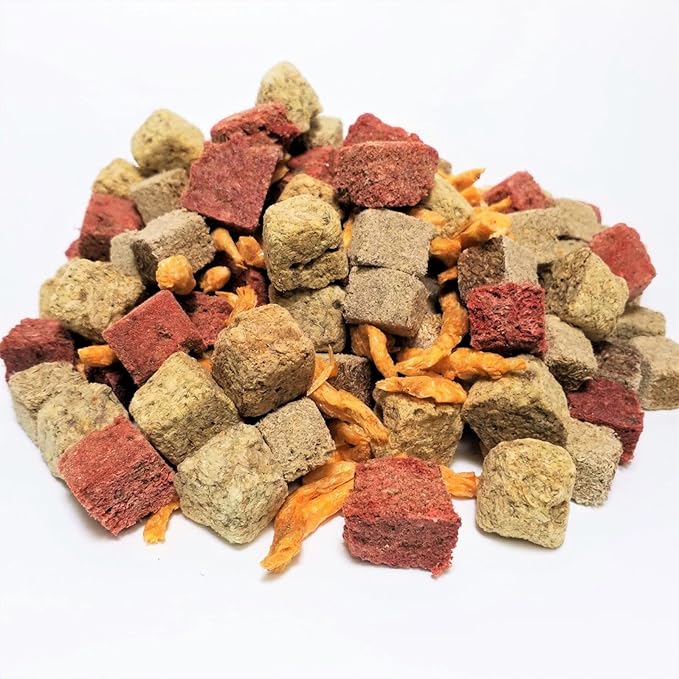 Aquatic Foods Inc. Gourmet Blend of Freeze Dried Cubes of Tubifex Worms, Brine Shrimp, Beef Heart Mix with Krill for All Tropical Fish and All Koi & Pond Fish. GB-680-1/8-lb