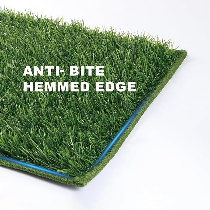 HQ4US 4LEGS Grass Pee Pads for Dogs Potty, Artificial Grass Patch Odor Free | 2PCS Fake Grass with Fully Permeable Backing for Fast Drainage, Indoor Potty Grass Hemmed Edge Turf, Easy Clean