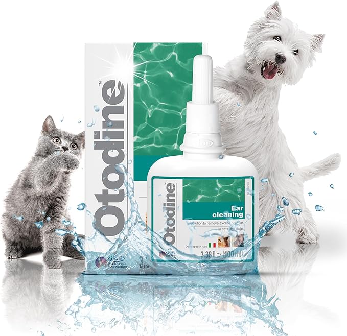 ICF Otodine Dog Ear Cleaner Solution Drops for Itchy Ears, Infections, Head Shaking, Scratching, Wax, Debris & Odor - Tris-EDTA Flush - Gentle & Safe for Cats & Puppies - 100ml