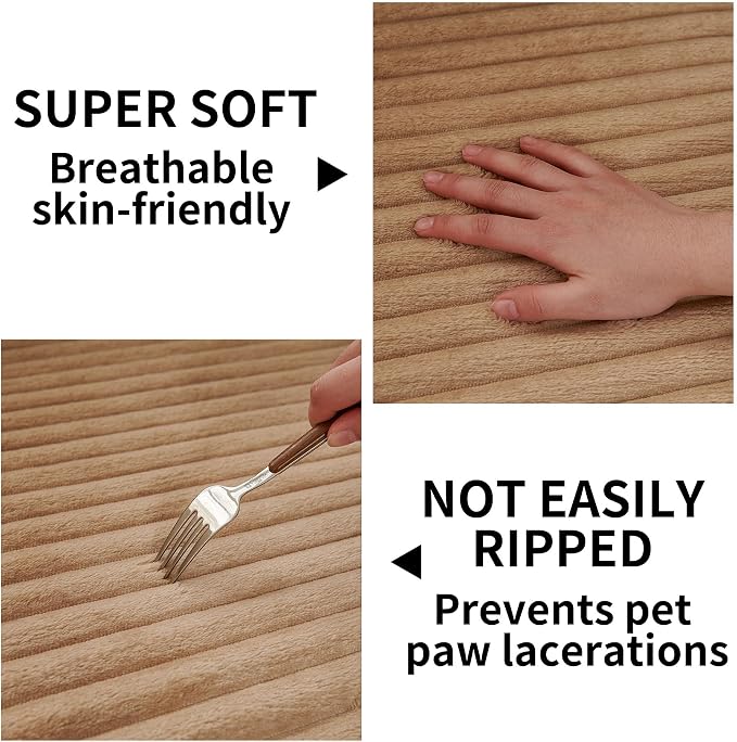 HAOMAIJIA Waterproof Couch Cover for Dogs Washable,Faux Fur Pet Couch Covers for Sofa,Soft Dog Bed Cover Non-Slip Couch Covers for 3 Cushion Couch Sofa Pet Friendly (Khaki, 35" x 47" 1 Pack)