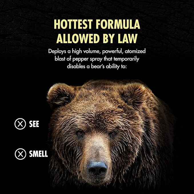 Counter Assault Bear Spray - Bears, Mountain Lions, Coyotes - Long-Range 32ft Distance - Pepper Spray Safety Gear for Hiking & Camping Protection - 2% Capsaicin - 8.1 oz