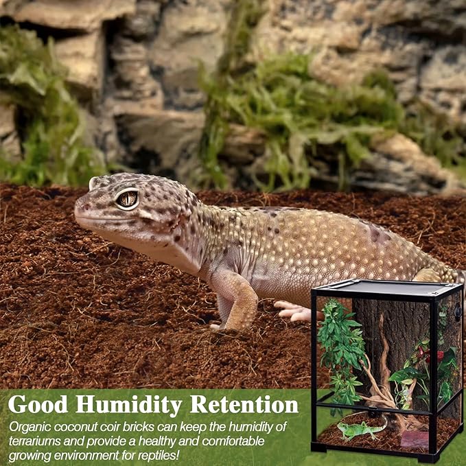 ZeeDix 10LBS Coconut Fiber Substrate, 100% Organic Coconut Husk Coco Coir Brick Terrarium Bedding for Reptiles, Tortoise, Bearded Dragon, Leopard Gecko, Snake, Hermit Crabs, Frogs, Tarantula
