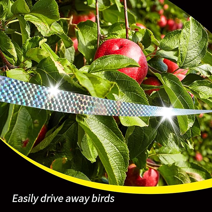 Bird Scare Tapes 500FT*2 Reflective Flash Tape for Birds, Bird Scare Device Double Side Ribbon Scare Birds Away for House, Garden, Yard, Orchard, Patio, Outdoor