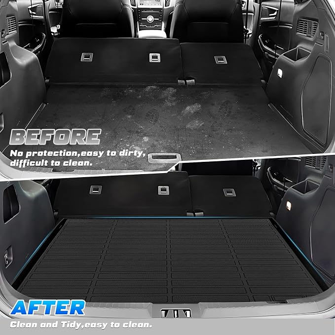 Sunsdrew Cargo Trunk Liner for Ford Edge 2015-2025 (5 Seats), Rear Cargo Mat Trunk Mat All Weather Protection Cover Accessories TPE Rubber Raised Edge