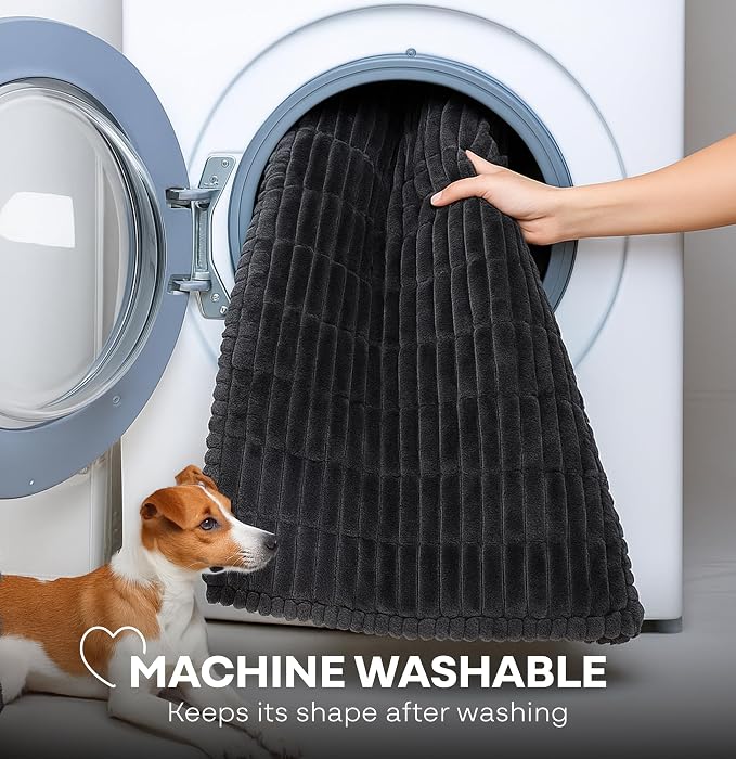 Dog Bed for Car Back Seat Extender - Non-Slip Backseat Cushion for Dogs - Travel Plush Pet Mat Topper for Cars, Trucks, SUVs - Machine Washable Pad Blanket - Black, 54" x 24.8"