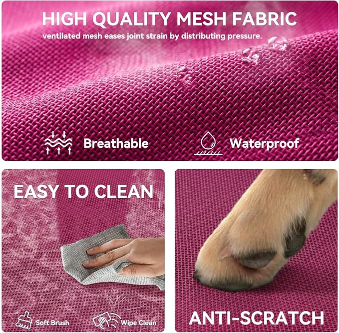 Cooling Elevated Dog Bed for Large Dogs, Indoor & Outdoor Raised Dog Bed | Portable,with Breathable Mesh, Chew Proof Pet Hammock Cots with Removable and Waterproof Bolsters