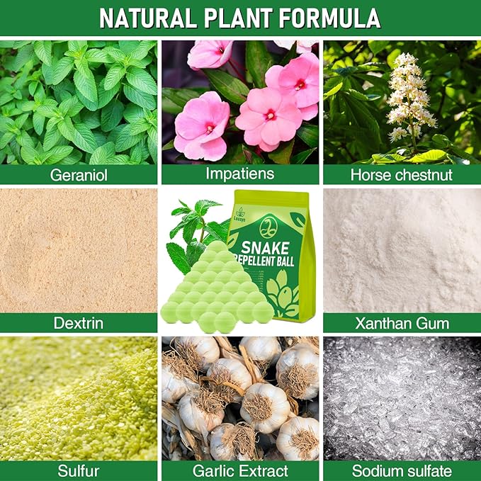 30 Pack Snake Repellent for Yard Powerful,Snake Away Repellent Outdoors, Moth Balls for Snakes, Pet Safe Snake be Gone for Lawn Garden Fishing Home to Repels Snakes and Other Pests (Mint)