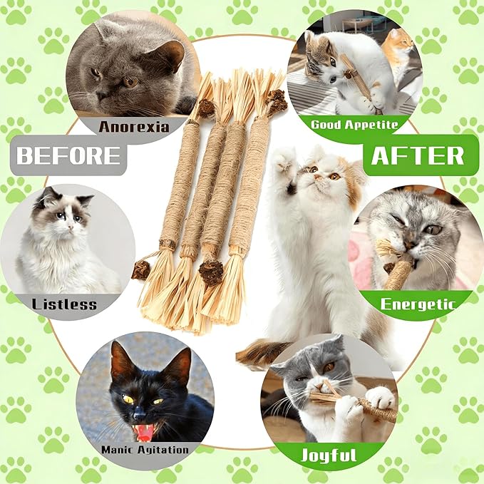7PCS-Cat Chew Toy, Cat Toys for Indoor Cats with Silvervine Sticks, Safe Teeth Cleaning Chew Toys (Model 2)