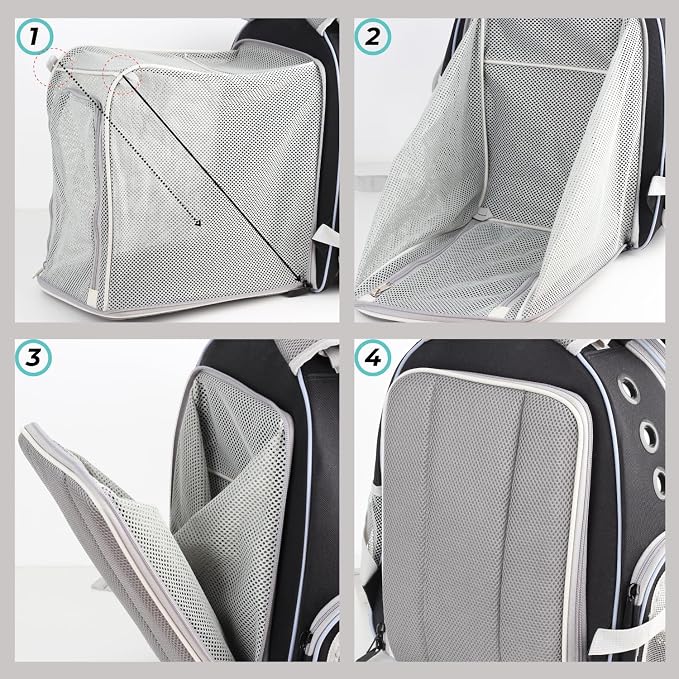 Expandable Cat Backpack Carrier for Large Cats & Small Dogs - Airline Approved Pet Bubble Backpack with Dual-Side Expansion, Perfect for Travel, Hiking & Outdoor Adventures, Up to 16lbs