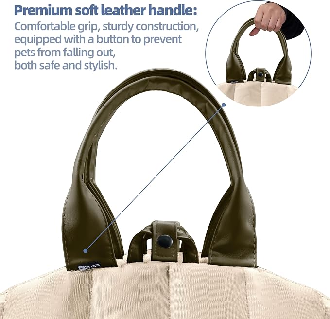 Small Dog Carrier Purse, Portable Pet Carrier Tote Carrier with Pockets, Adjustable Safety Leash, Waterproof Dog Travel Bag, Travel Pets Purse up to 4 Lbs, Cream Beige
