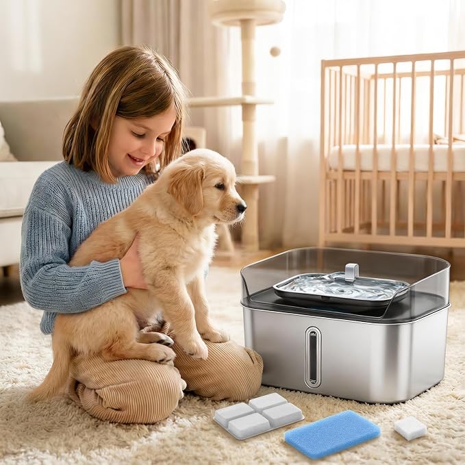8 Pack Dog Water Fountain Filter Replacement Fit for Sharlovy W10 Pro | Pet Water Filter & Sponge Filter for Dog Water Bowl Dispenser, 4 Months Set Easy-Swap for Dogs and Cat Fountain