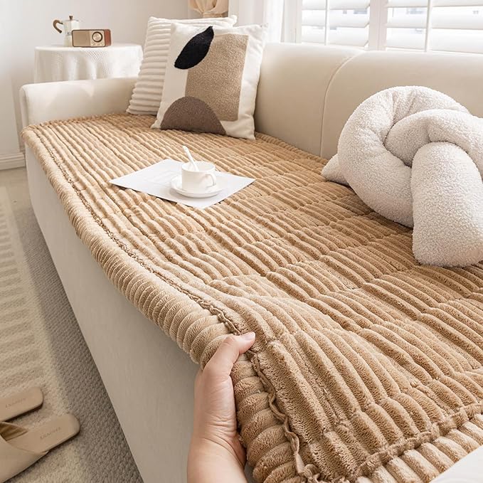Couch Cover for Dogs Washable, Non-Slip Pet Couch Covers for Sofa, Fuzzy Dog Couch Cover Blanket for Furniture Protector (Z-Camel, 27.6" x 59"/70 x 150cm)