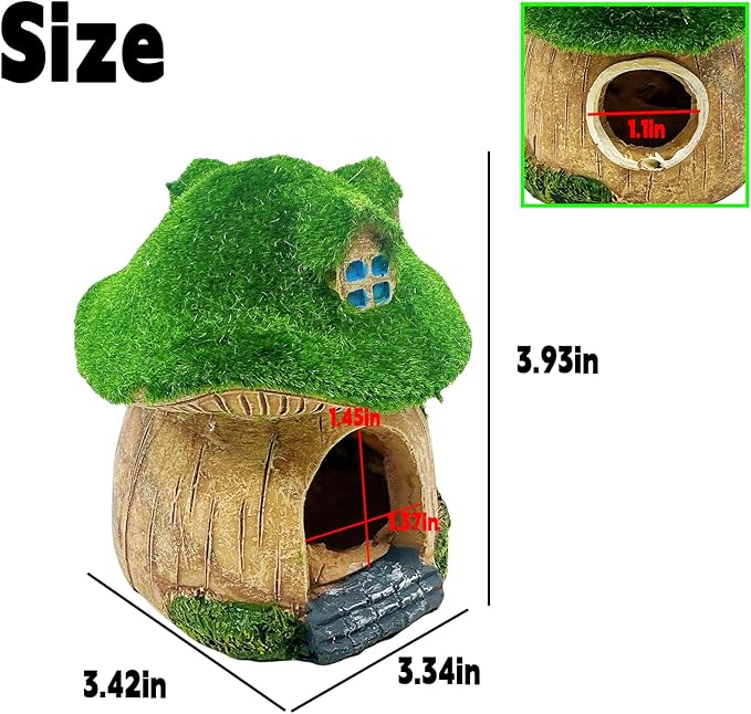 Aquarium Decoration House Resin Hollow Hide House Betta Fish Log Moss Cave Ornament Tank Hideaway Accessories for Mini Small Fish Shrimp