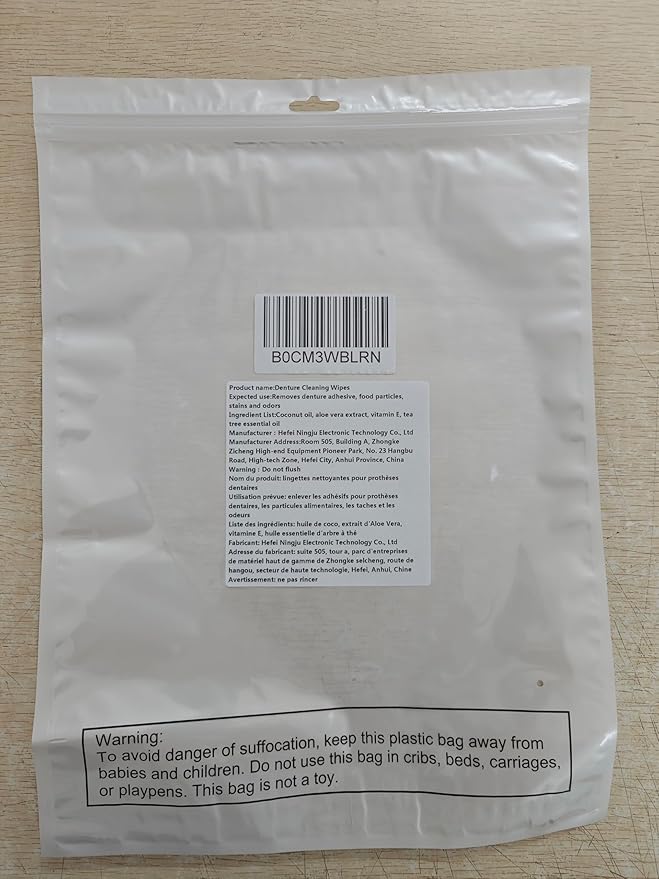 Timgle 200 Pcs Denture Cleaning Wipes Refreshes Mouth Deep Cleaning Wipes for Remove Denture Adhesive, Food Debris, Stains and Odor (Classic)